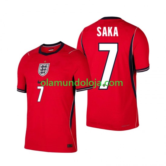 Camisola Inglaterra Bukayo Saka 7 Homem Equipamento Segundo Copa do Mundo 2026 Manga Curta